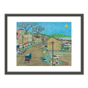 Ralph Fasanella, Main Street: Dobbs Ferry, 1985, Collection of Marc Fasanella. © Estate of Ralph Fasanella. Art Prints with black frame in various sizes by 1000Artists.com