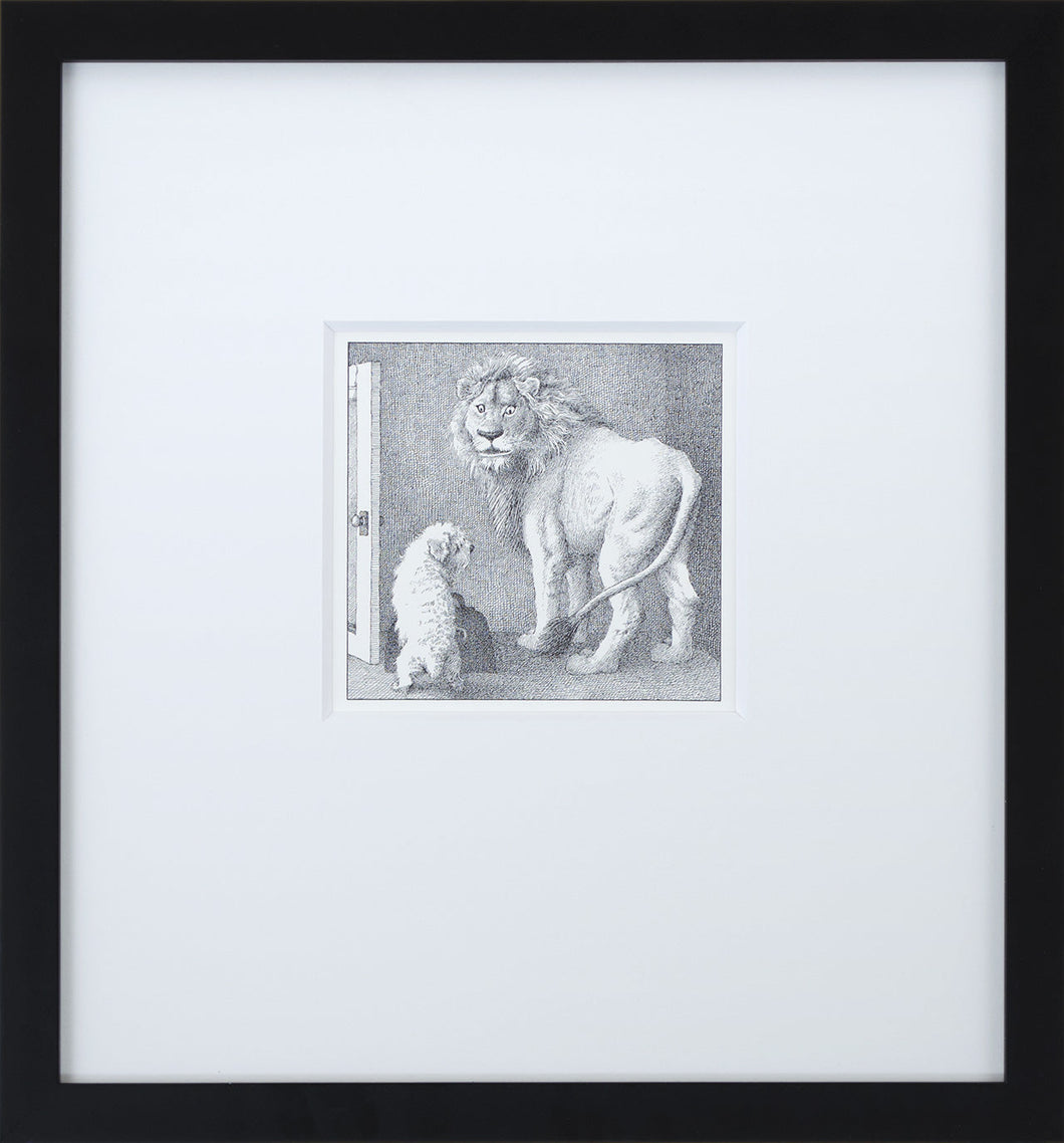 Jenny and Lion by Maurice Sendak Vintage Print Framed in Black - Special Edition, by 1000Artists.com