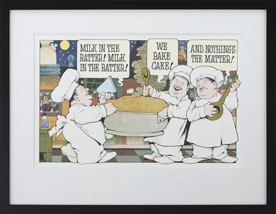 Milk in the Batter by Maurice Sendak Vintage Print Framed in Black - Special Edition, by 1000Artists.com