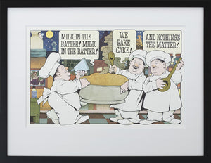 Milk in the Batter by Maurice Sendak Vintage Print Framed in Black - Special Edition, by 1000Artists.com