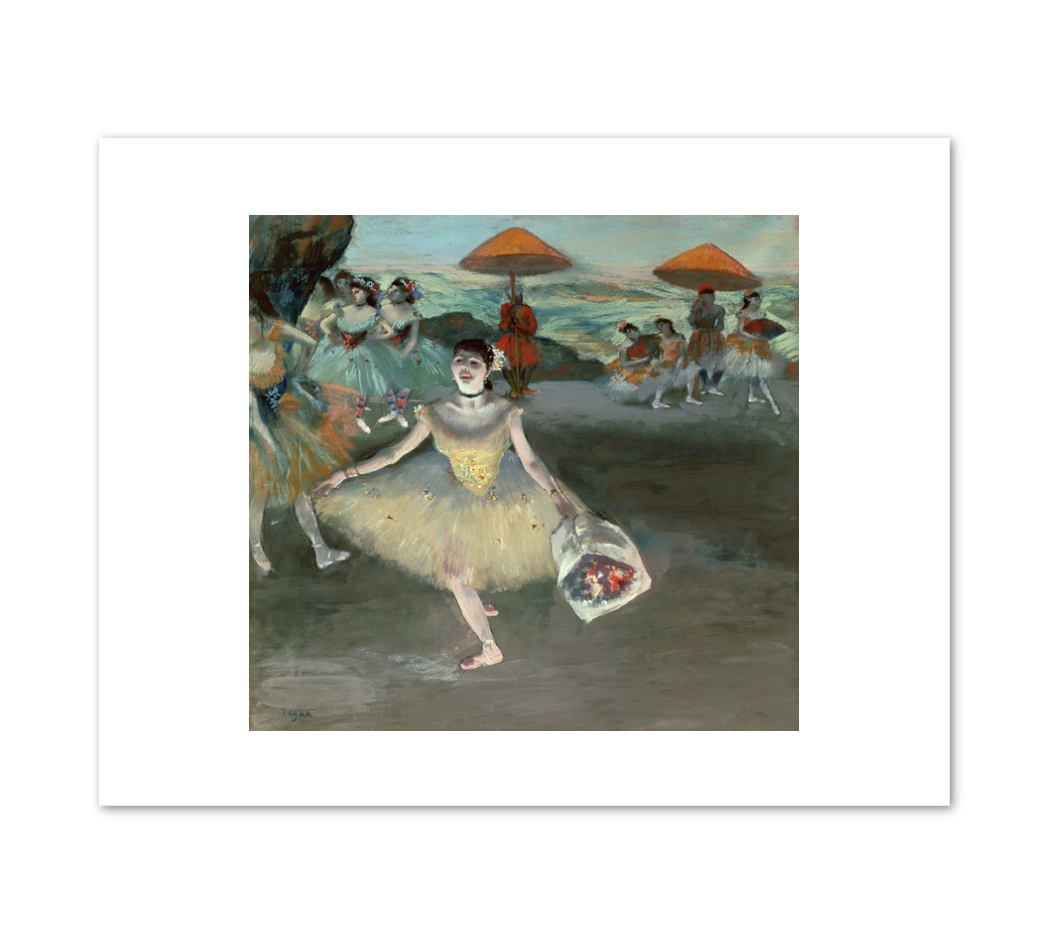 Edgar Degas, Dancer with a Bouquet Curtseying on Stage, 1877, Fine Art Prints in various sizes by 1000Artists.com