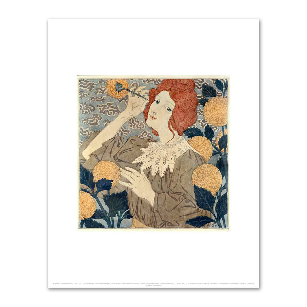 Eugène Grasset, Coquetterie, from Dix Estampes Decoratives (Caracteres de femmes, fleurs emblematiques), 1897, Fine Art Prints in various sizes by 1000Artists.com