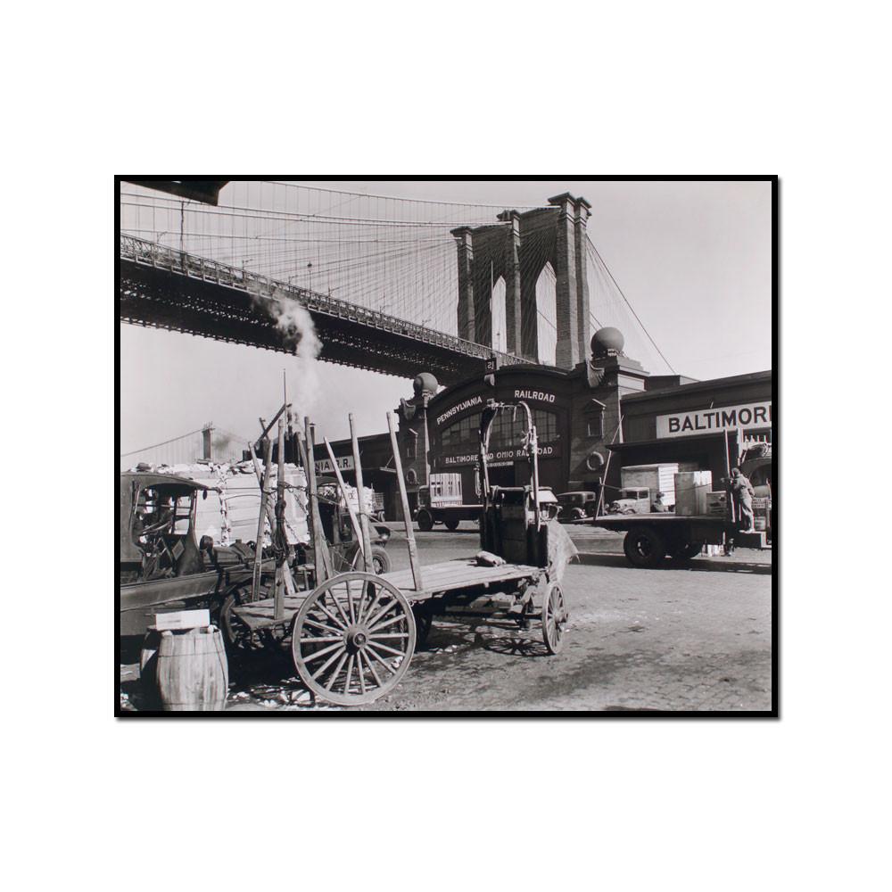 Brooklyn Bridge, Pier 21, Pennsylvania Railroad, Manhattan by Berenice Abbott Artblock