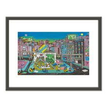 Ralph Fasanella, Gas Station Playground, 1983, Private Collection, © Estate of Ralph Fasanella. Art Prints with black frame in various sizes by 1000Artists.com
