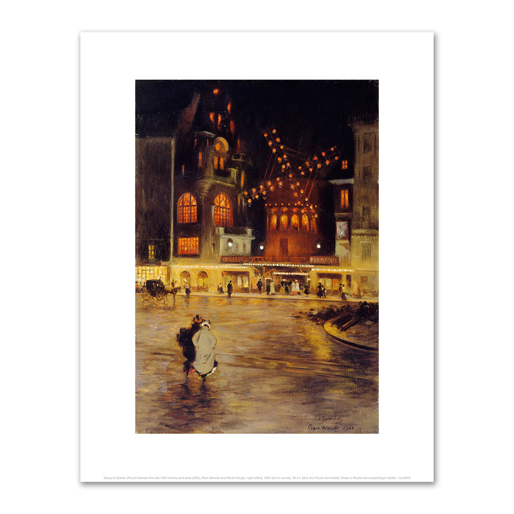 Edouard Zawiski (floruit between the late 19th century and early 20th), Place Blanche and Moulin Rouge, night effect, 1902, Fine Art Prints in various sizes by 1000Artists.com