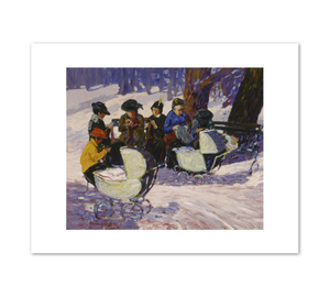 George Luks, Knitting for the Soldiers: High Bridge Park, c. 1918, Fine Art Prints in various sizes by 1000Artists.com