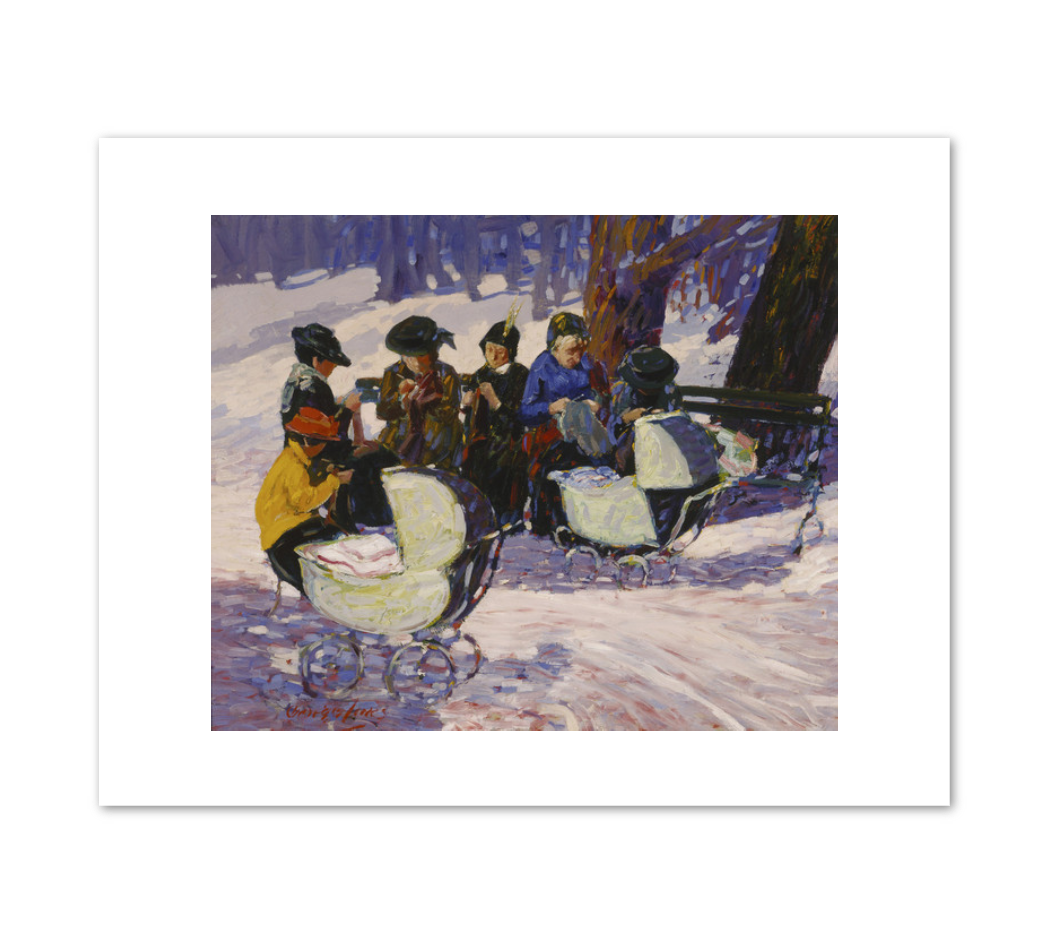 George Luks, Knitting for the Soldiers: High Bridge Park, c. 1918, Fine Art Prints in various sizes by 1000Artists.com